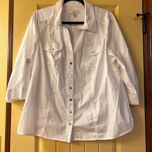 CJ Banks Elegant Cream Blouse